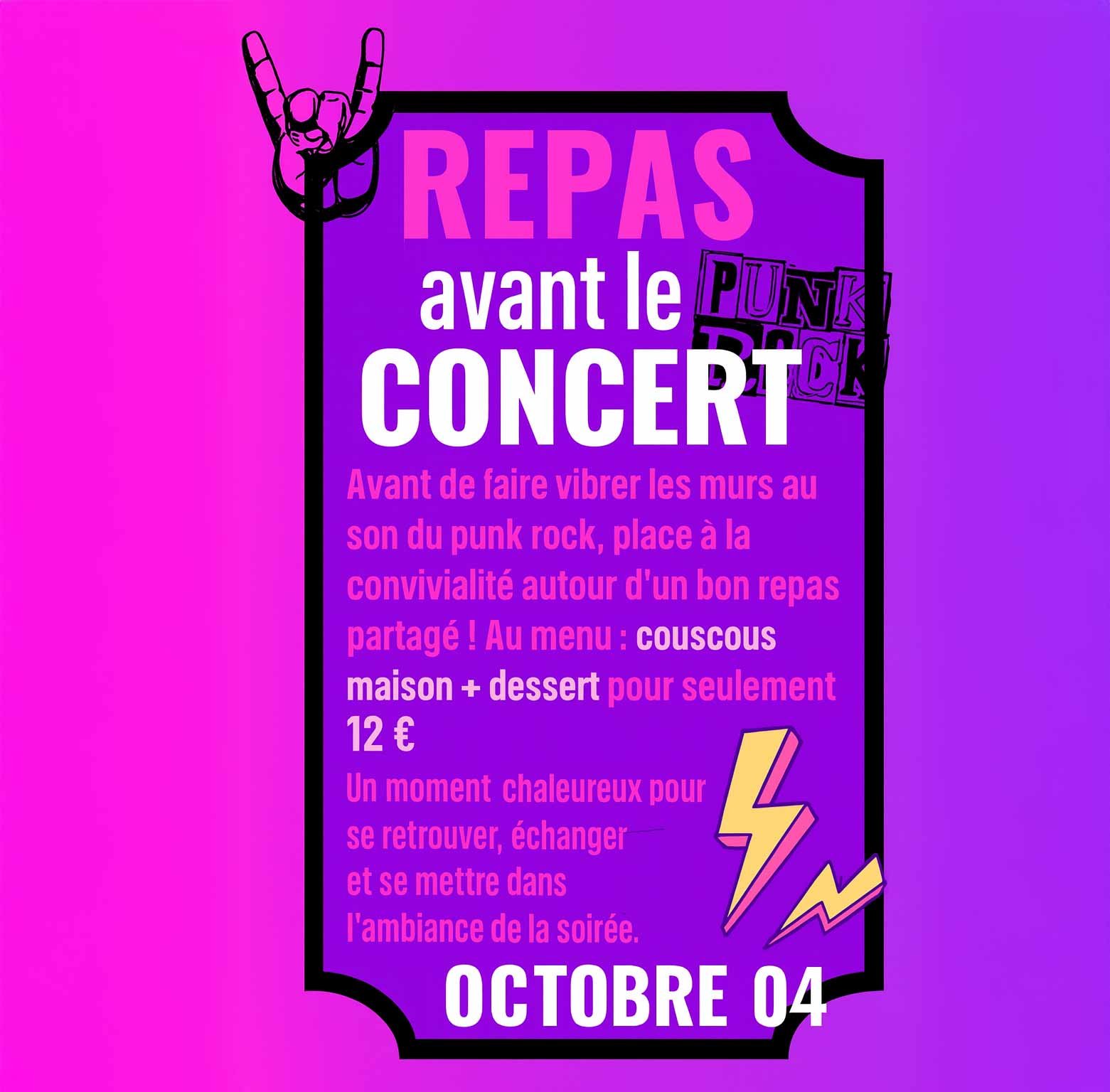 Repas punk avant le concert